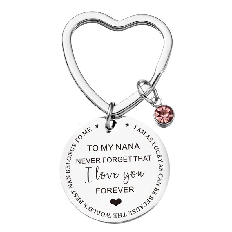 Best Nana Gift Keychain with Birthstone Charm Nana Grandma Nan Birthday Gift Gigi Jewelry Nana Keychain Mothers Day Gifts