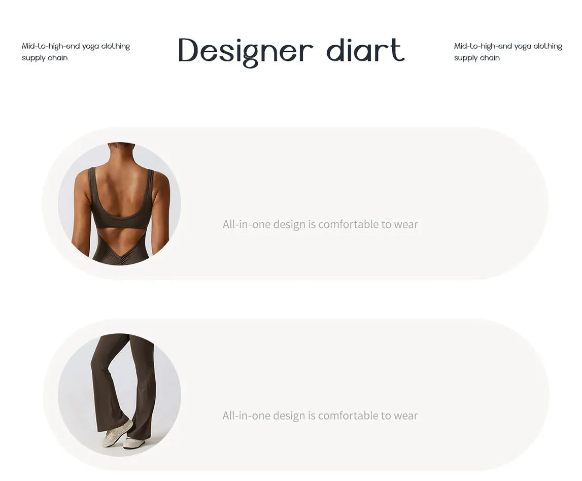 Women's Sexy Yoga Jumpsuit - One Piece Workout Tracksuit with Push Up Support