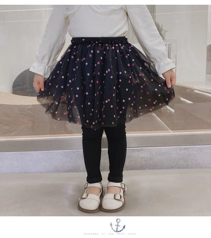 Girls Lace Princess Skirt Leggings - Premium Cotton Blend Pants for Kids Ages 2-6 Years