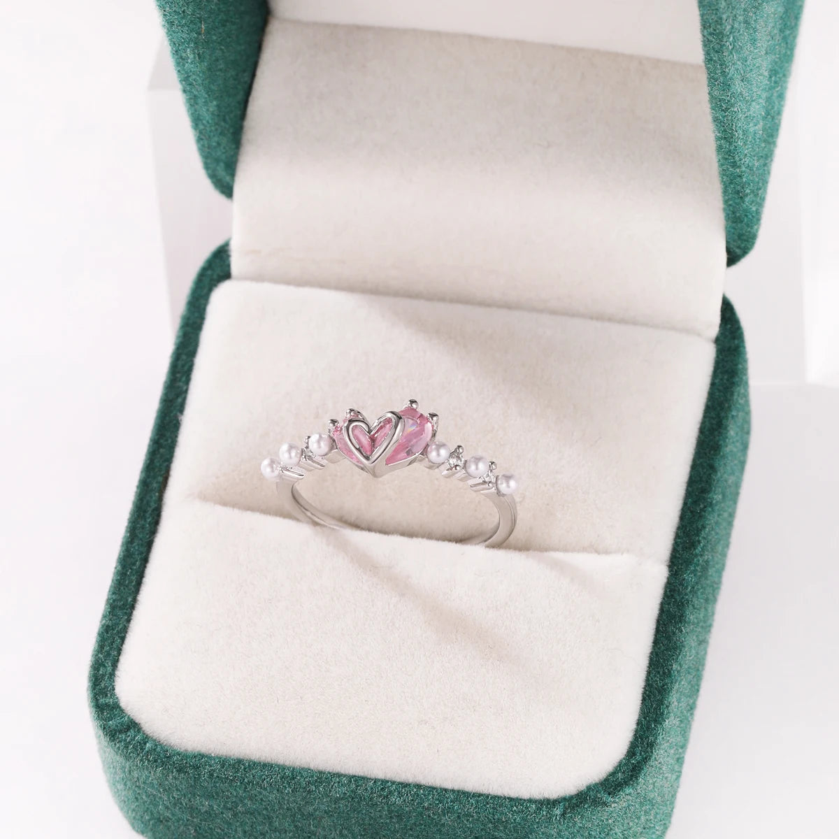 Pink Zircon Bow Heart Rings For Women Gold Plated 18K Plated Adjustable Heart Ring 2026 Trend Wedding Aesthetic Jewelry Gift
