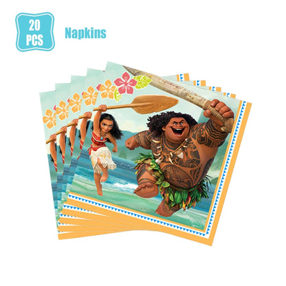 Moana 2 Birthday Party Decoration Supplie Vaiana Birthday Decoration Set Tableware Balloons Backdrop Plates Cups Baby Shower Toy