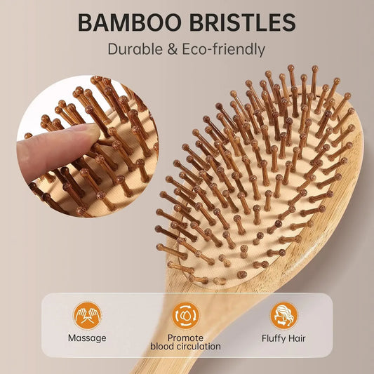 Natural bamboo paddle comb air cushion comb scalp massage anti-static tangle free comb,Special for real hair wigs