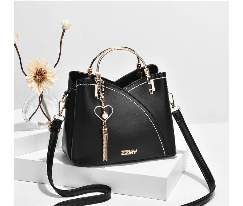 Fashion Women's Bag PU Handbag Retro Style Large Capacity Fashion Shoulder Crossbody Bag Ladies Leather Commuter Bag Shopping