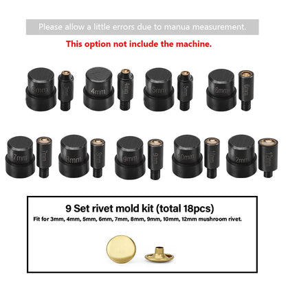 WUTA Manual Button Installation Tool Mute Punching Mushroom Rivets, Eyelet Hand Pressing (without /with Machine) DIY Craft Tools