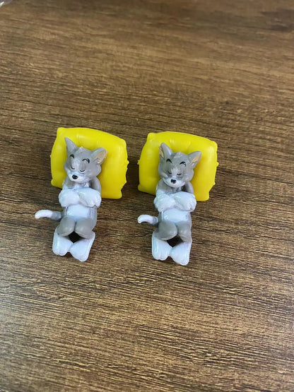 Cartoon Decoration Tom Cat Jerry Mouse Cat Ornament Cute Desk Decorations Adorable Figurines Toy Figures Car Home Decoration
