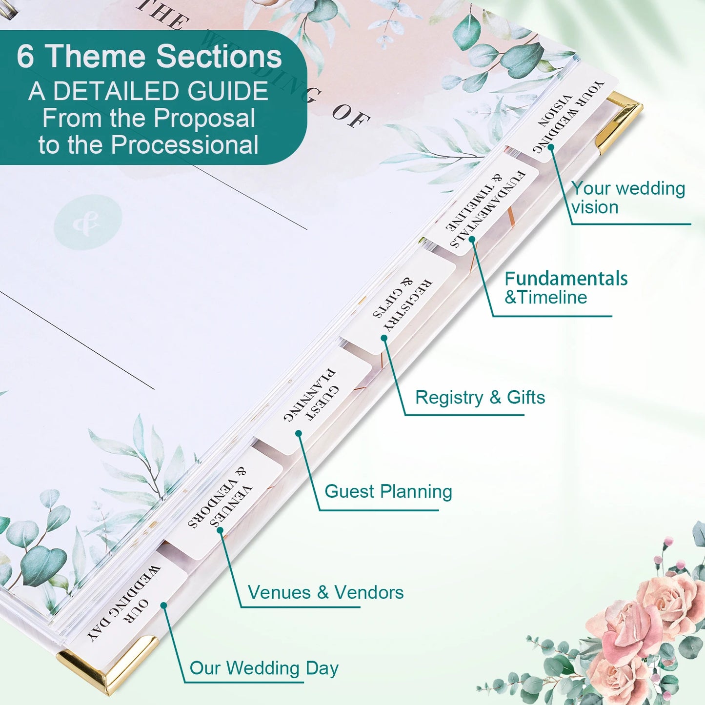 Bride's Wedding Planner&Organizer Wedding Planner Gold Foil Hardcover with Metal Corner+Countdown Calendar Engagement Diary Gift