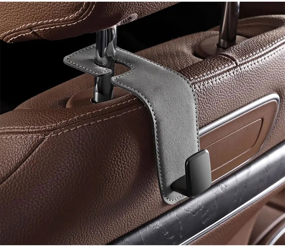 BLALION Car Seat Hook Hanger Hook Flip Leather Suede Auto Back Seat Headrest Hooks Storage Hanger Upgrade Car Interior Organizer
