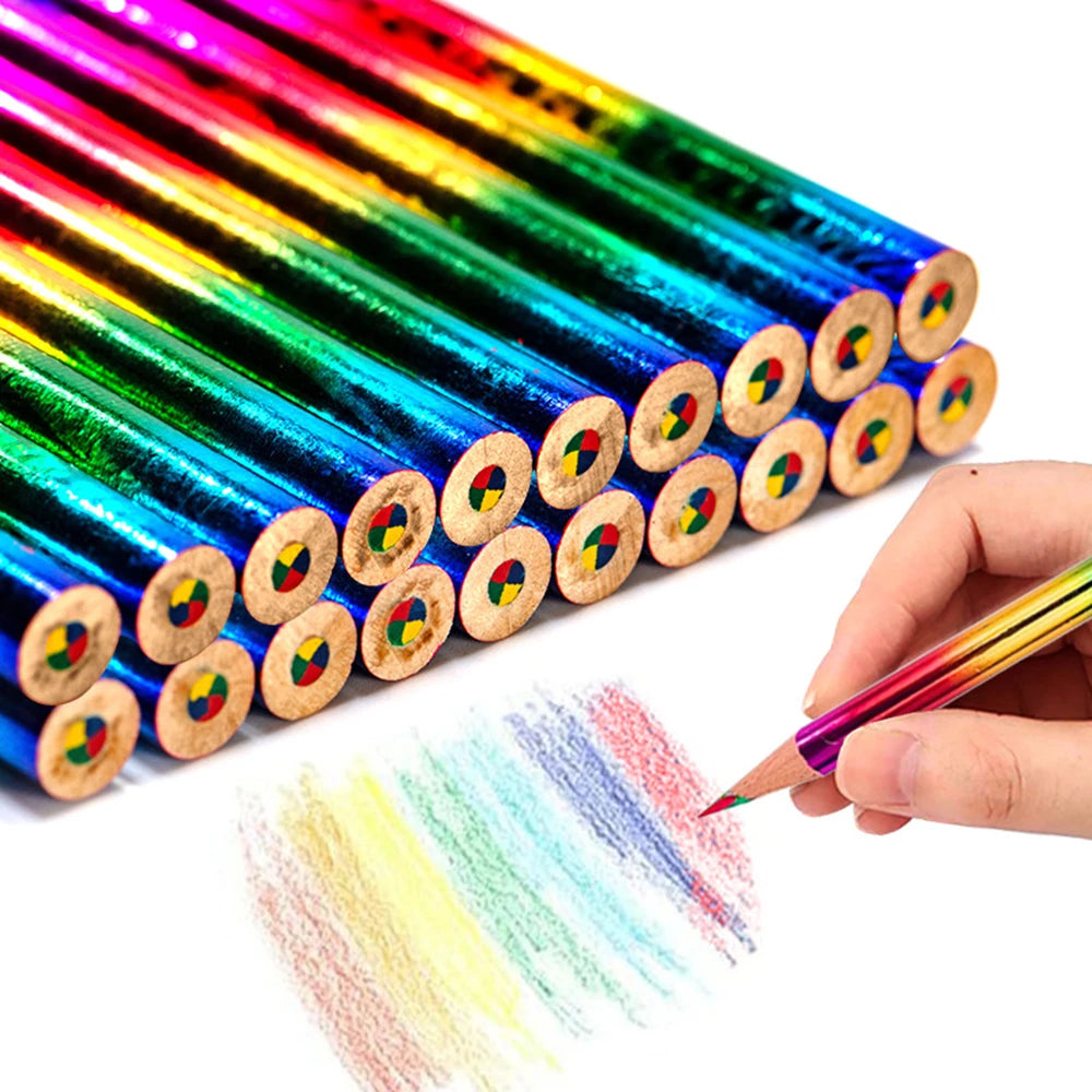 12-48 Pcs Rainbow Four-color Painting Brush for Children's Birthday Party Kindergarten Home Carnival Christmas Party Gift Reward