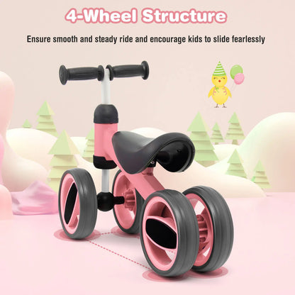 DORTALA Baby Balance Bike 4 Wheels Toddler First Bike Infant Walker Riding Toys