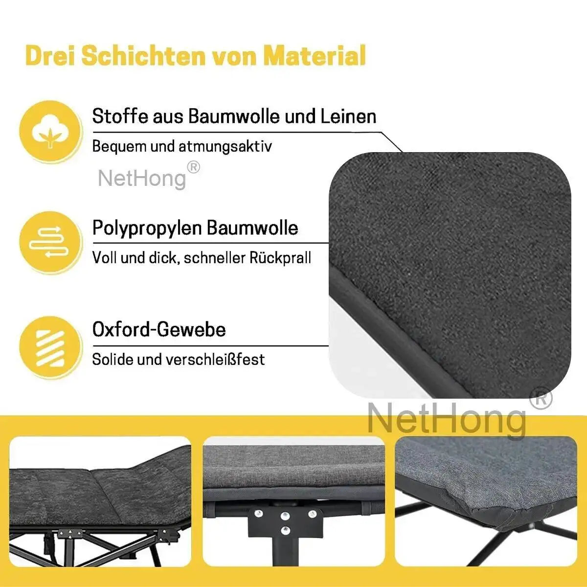 Cot Heavy-Duty Portable Camping Folding Sleeping Bed With Mattress