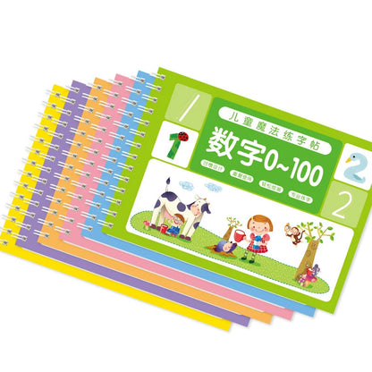 Reusable Children 3D Copybook For Calligraphy Numbers Handwriting Copybooks Learning Math Writing Practice Book For Kids