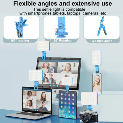 LED Selfie Light,60 LED Beads 2500mAh Rechargeable CRI 97+, 7 Light Modes,Portable Clip on Light for Phone Tablet Laptop TikTok