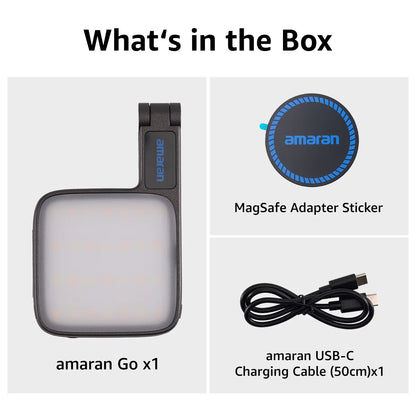 amaran Go Magnetic Phone Selfie Light Rechargeable Portable Light with Mirror for Selfie Makeup Video Conference TikTok Youtube