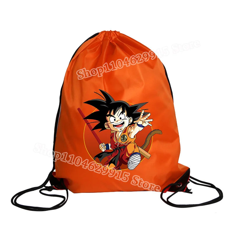 Dragon Ball Drawstring Bag Boys Goku Anime Figure String Pocket Swimming Pool Clothes Shoes Storage Waterproof Backpack Gifts
