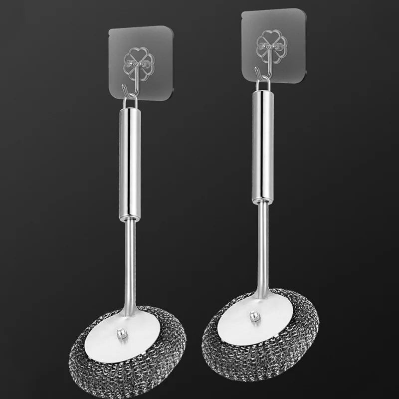 Edelstahl-Drahtbürste mit langen Griffen, Küchenersatz, Stahlwolle-Drahtkugelbürste, Geschirrspülbürste, Spülbecken-Arbeitsplattenreinigung