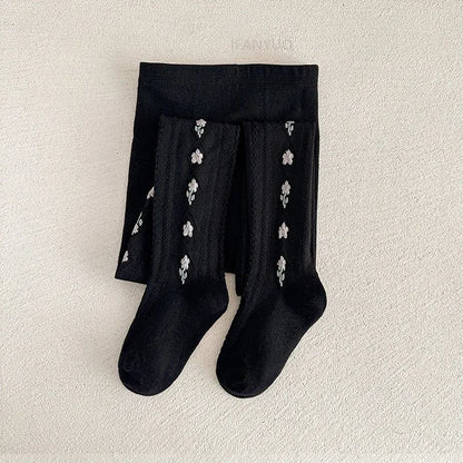 1-12Years Kids Autumn Elastic Tights Jacquard Soft Teenager Leggings Girls Knit Cotton Pantyhose Sweet Cute Baby Bottom Clothes