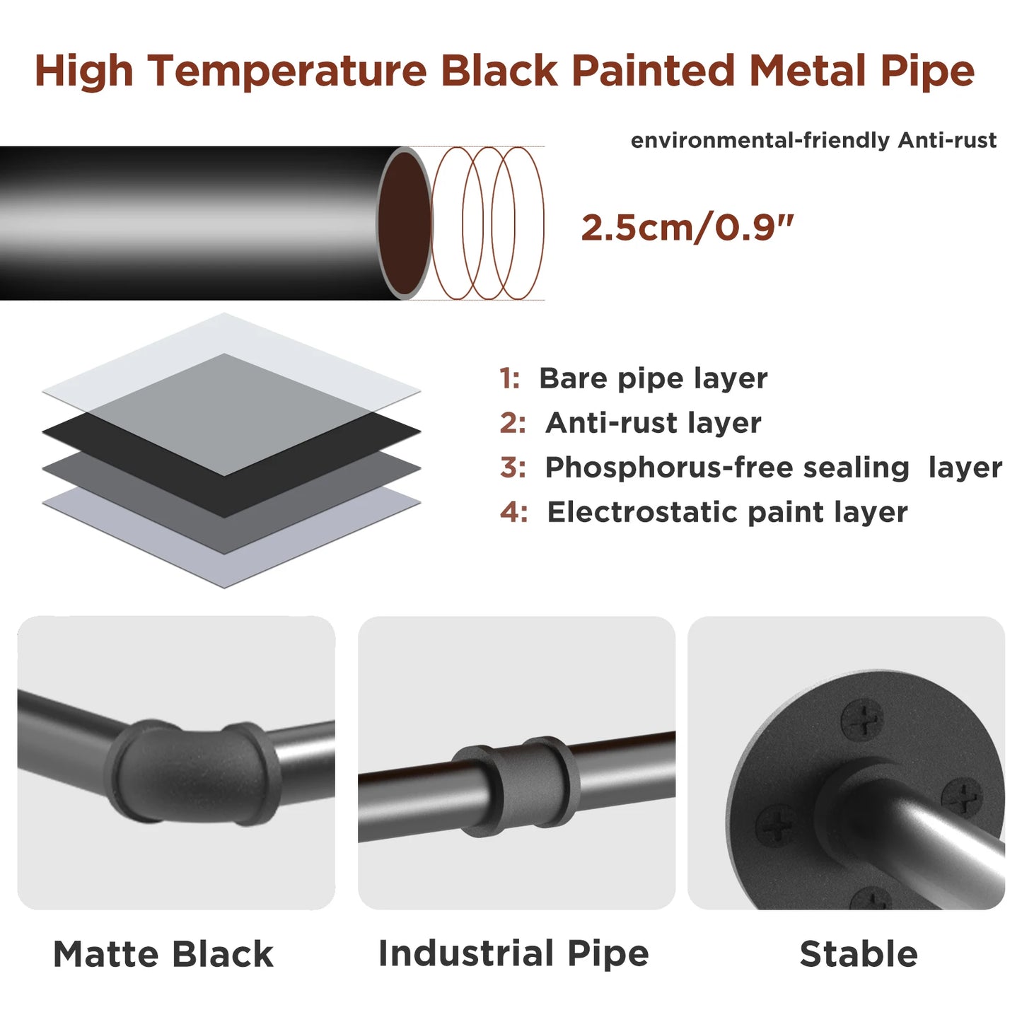 Clothes Rack Clothes Hanger Pole, Garment Bar, Closet Organizer, Garment Hanging Rod, Super Strong Bearing Metal Pipe, 2X