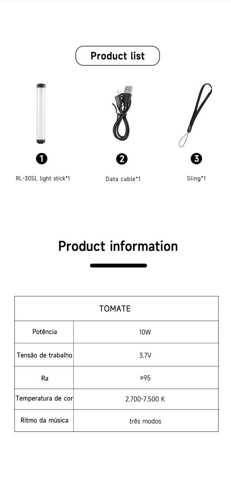 MIAOTU Handheld RGB Colorful Stick Light 30CM Handheld LED Light Wand CRI 95+ 2500K-9000K Photography Studio Lamp