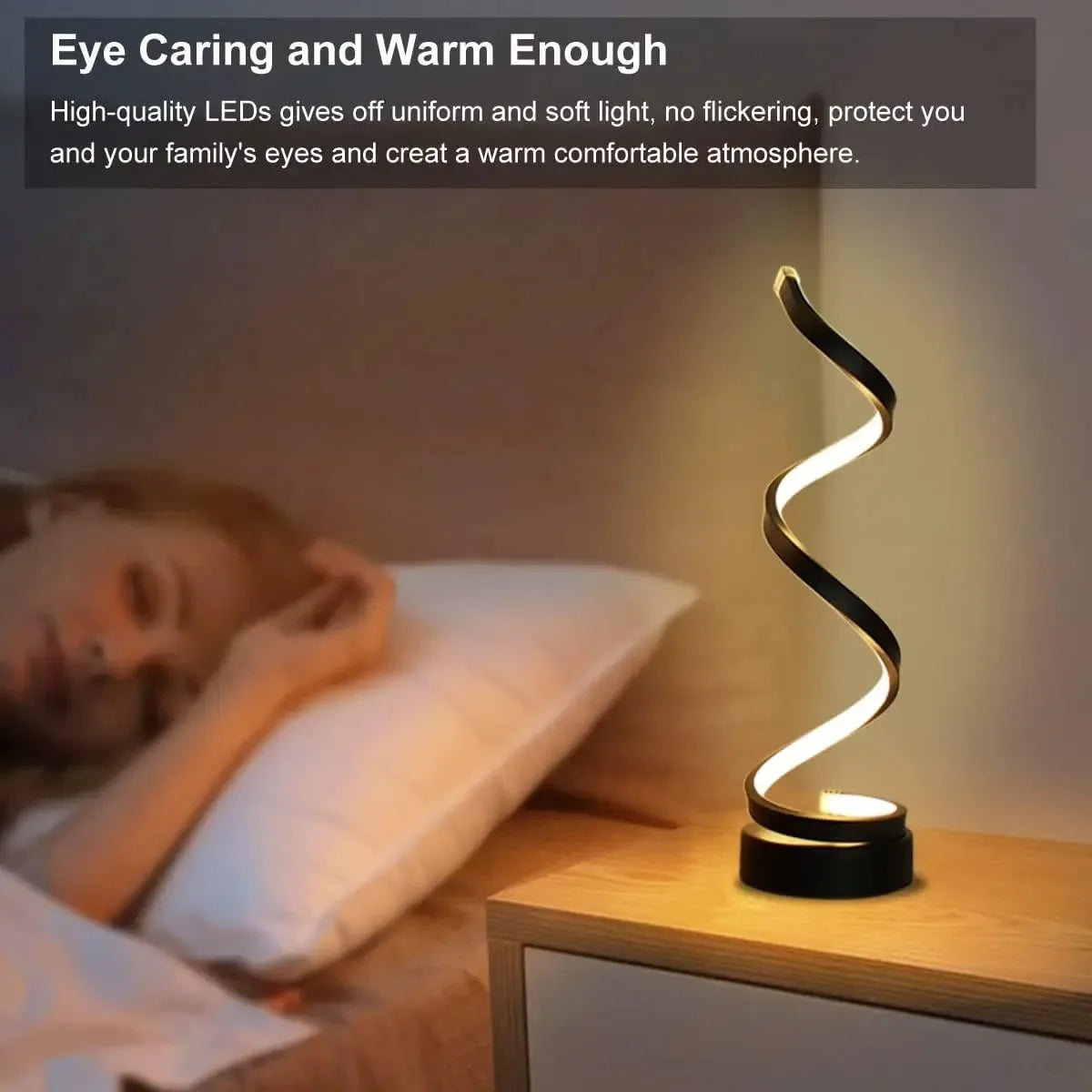 Tischlampen für Wohnzimmer, moderne, spiralförmige, dimmbare LED-Tischlampe, kleine Nachttischlampen, Nachttischlampe für Schlafzimmer, Büro, Zuhause