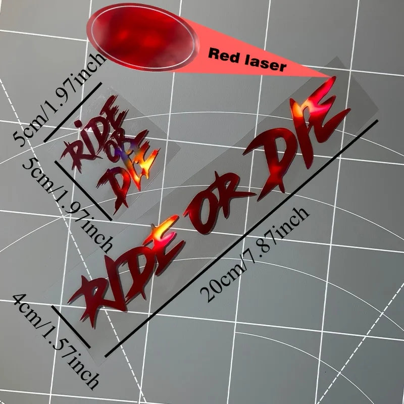 2PCS RIDE OR DIE Motorcycle Stickers Waterproof for Motorbike Helmet DIY Road Bicycle Top Tube Frame Self-adhesive Vinyl Decals