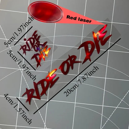 2PCS RIDE OR DIE Motorcycle Stickers Waterproof for Motorbike Helmet DIY Road Bicycle Top Tube Frame Self-adhesive Vinyl Decals