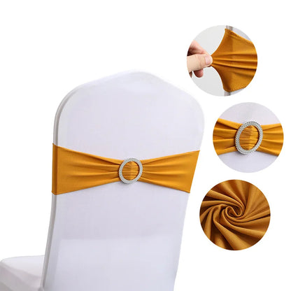 10pcs High-end Hotel Wedding Decoration Butterfly Knot Backrest Flower Spandex Chair Ribbon Chair Cover Elastic Strap