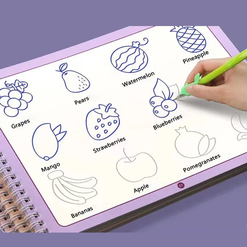 Reusable groove drawing book, develop drawing skills, practice writing, groove drawing book, control pen training calligraphy