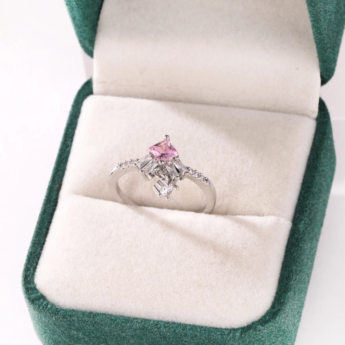 Pink Zircon Bow Heart Rings For Women Gold Plated 18K Plated Adjustable Heart Ring 2026 Trend Wedding Aesthetic Jewelry Gift
