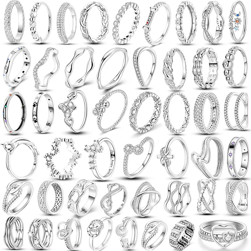 925 Sterling Silver Sparkling Zircon Ring - Classic Stackable Wedding Band for Women