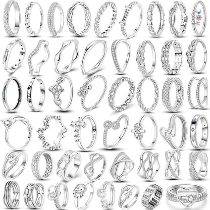 925 Sterling Silver Sparkling Zircon Ring - Classic Stackable Wedding Band for Women