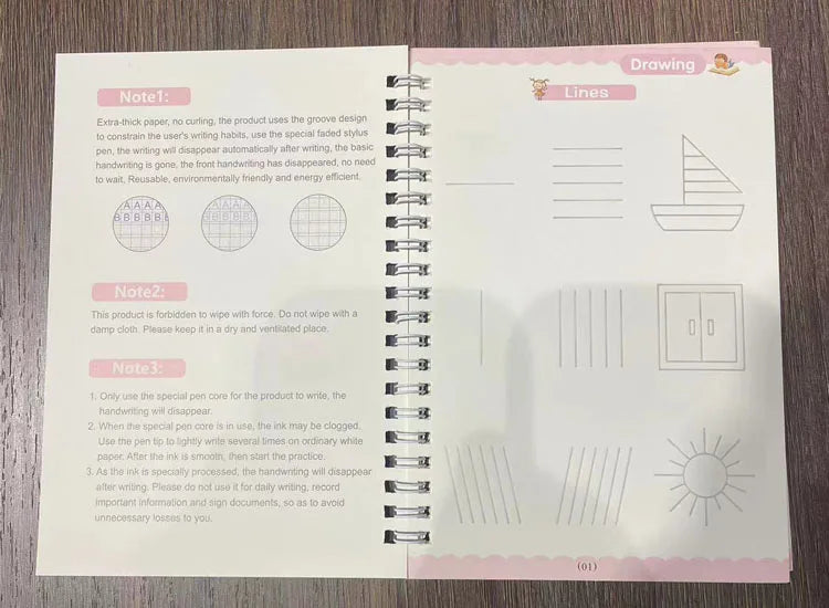 Magic Writing Book in Portuguese Calligraphy Notebook Montessori Kids Reusable Educational Calligraphic Letter Practice Toy