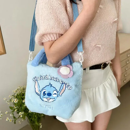 Stitch Women's Plush Shoulder Bags Large Capacity Ctue Crossbody Bag For Pretty Girl Makeup Bag