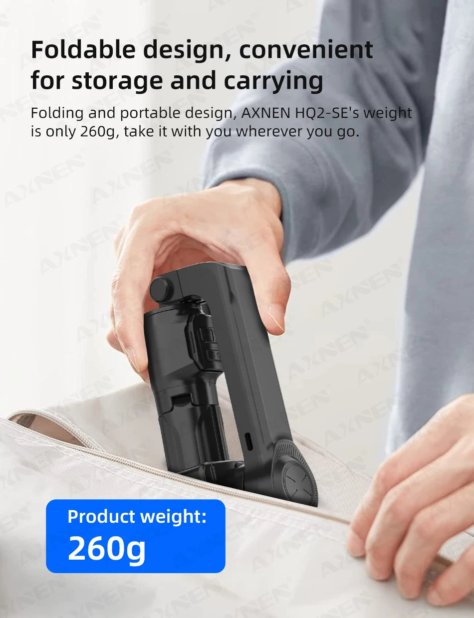 AXNEN HQ2-SE Smartphone Gimbal Stabilizer Handheld Mobile Shooting Stabilizer for Gopro Action Cameras Android iPhone Video Vlog