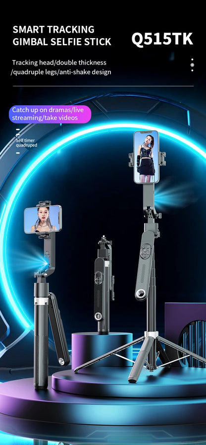 1.8m Extendable Auto Face Tracking Selfie Stick Tripod 360° Rotation Phone Stand with Wireless Remote for Tiktok YouTube Vlog