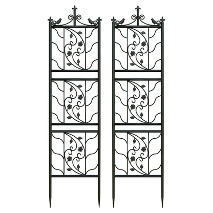 Thick Metal Garden Trellis, Bird Leaf Grid Panel Fence, Climbing Planter Support Frame, 2pcs