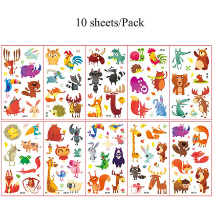 10Pcs Cartoon Temporary Tattoos for Hand Disposable Underwater World Crabs Dolphins Octopus Jellyfish Design Tattoos Sticker
