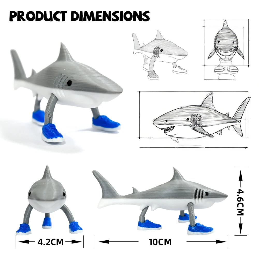 3D Printed Shark Figurine Tralalero Tralala Tun Tung Sahur Toy Classic of Mountains and Seas Figure Desktop Decor Birthday Gift