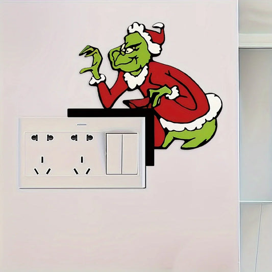 1pc Christmas Grinch Door Corner Decor, Santa - Clad Grinch Figure, Festive Home & Doorway Hanging Ornament
