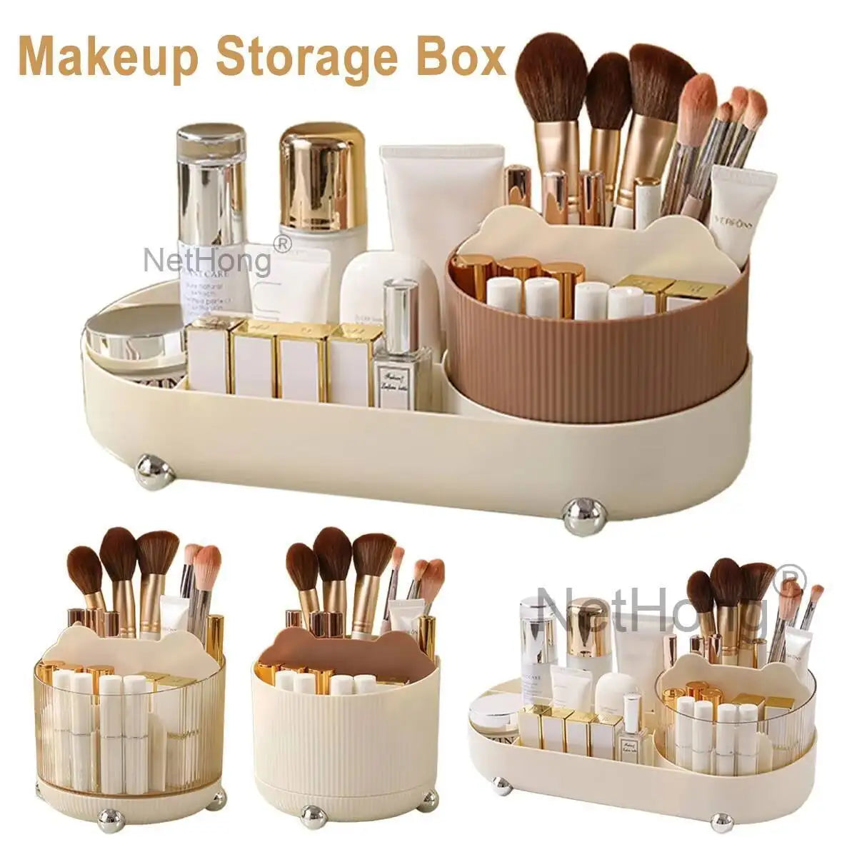 360° Rotating Pen Holder Desk Tidy Organizer Pencil Pot Makeup Brush Storage Box