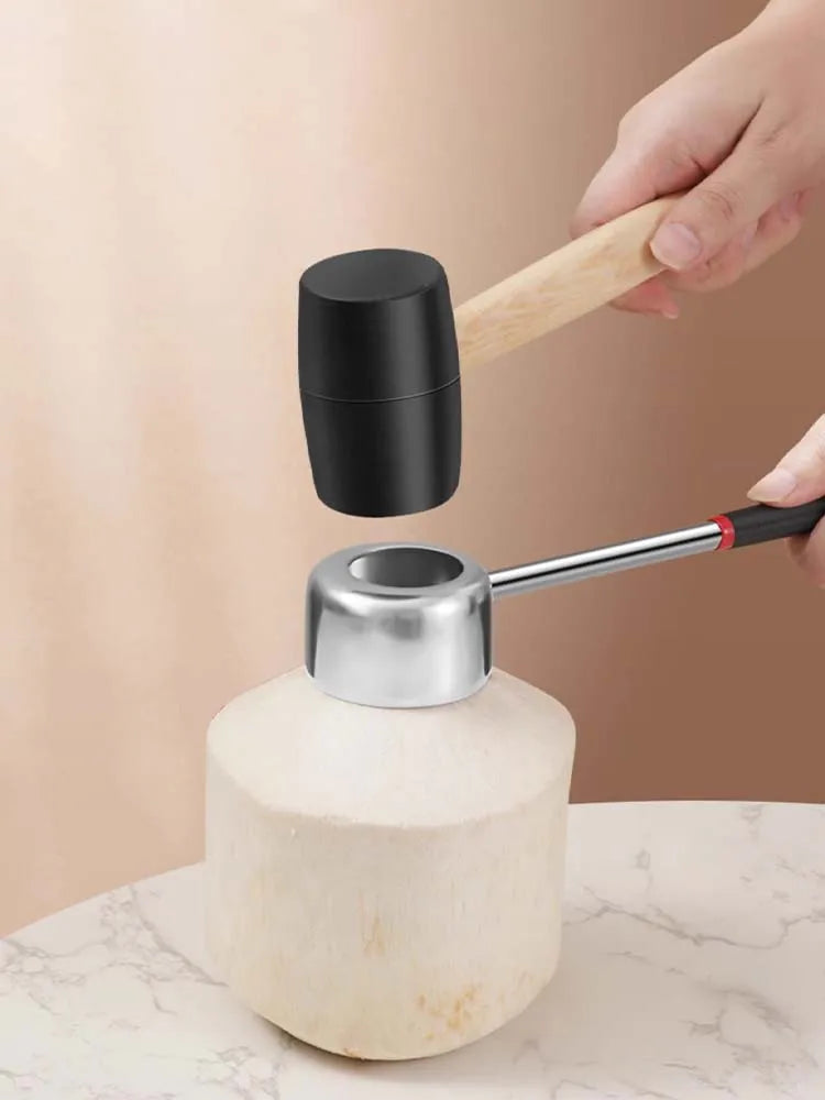 Coconut Opener Tools Set Food Grade Stainless Steel Easy Safe Non-Toxic Coconut Breaker Kit Perfect for Fresh Coconut Wate