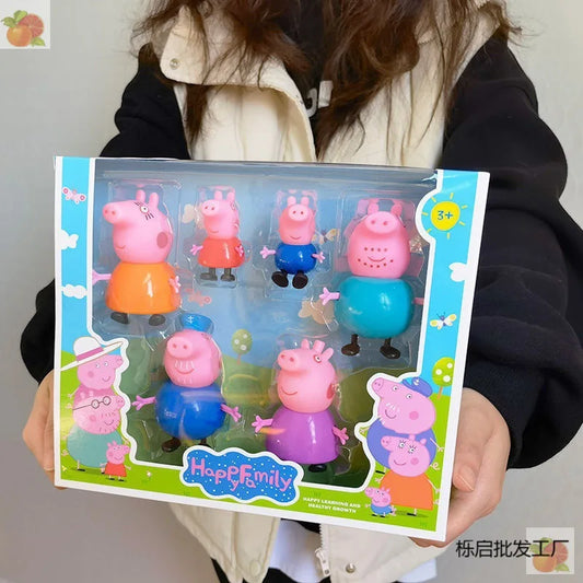 Peppa Pig, a girl, four people, toy doll, boy and children's suit