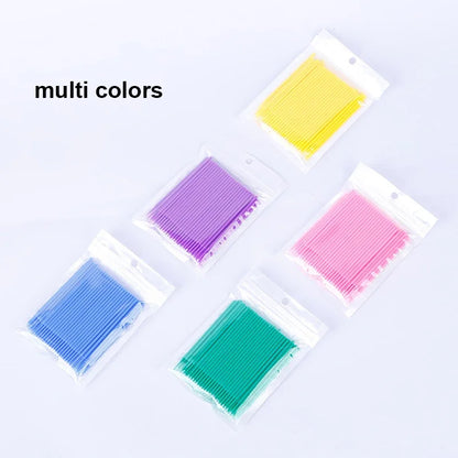 100Pcs Eyelash Cleaning Brush Lash Extension Micro Cotton Swab Individual Eyelashes Microbrush Beauty Makeup Clean Remover Tools
