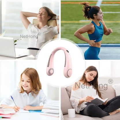 Digital Display Portable Neck Fan USB Rechargeable Wearable Travel Fans`