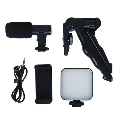 Smartphone Vlogging Kit With Tripod Phone Holder Mini Microphone LED Fill Light Starter For TikTok Live Stream Video YouTube