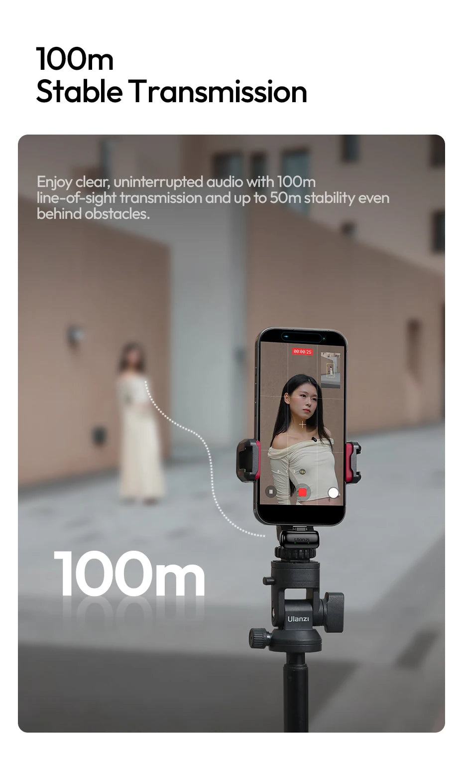 Ulanzi A200 Mini Mic 48kHz/24bit 75dB for Smartphone Camera Livestreaming Street Interview Vlogging Wedding Videography Shots