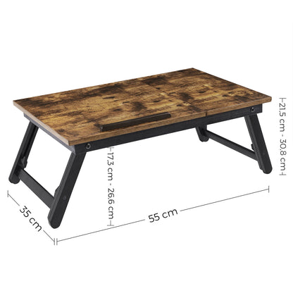 SONGMICS Laptop Desk for Bed or Sofa with Adjustable Tilting Top, Breakfast Serving Tray with Height Adjustable Folding Legs