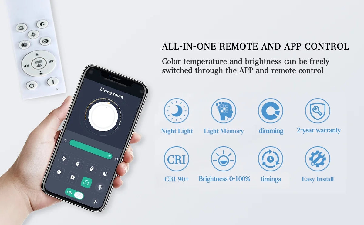 Modern LED Ceiling Light Dimmable Ceiling Lamp Fixture  Acrylic Flush Mount Ceiling Chandelier Lighting for Living Room Home