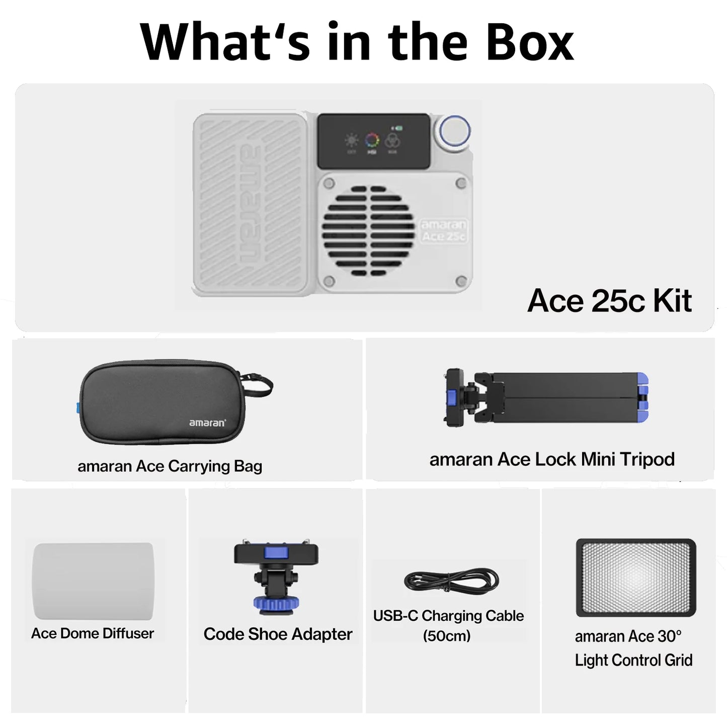 amaran Ace 25c Pocket RGBWW LED Light Full-Color Mini Video Light 2300K-10000K 4500mAh Battery with PD Fast Charging for TikTok