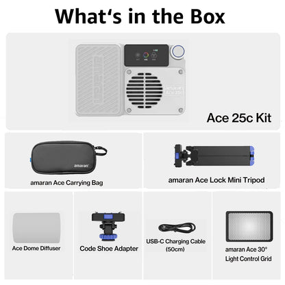 amaran Ace 25c Pocket RGBWW LED Light Full-Color Mini Video Light 2300K-10000K 4500mAh Battery with PD Fast Charging for TikTok