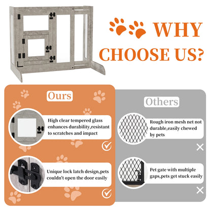 Tempered Glass Dog Gate Adjustable Length From 77 to 100cm Pet Door Gate Barrier Fence Panels